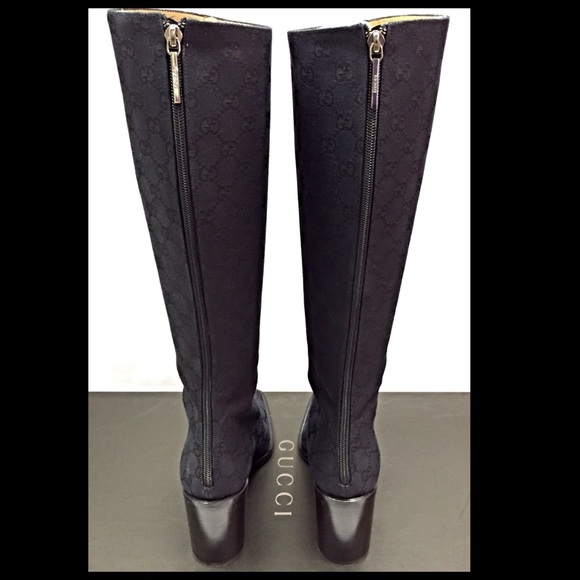 Like New GUCCI Knee High Black GG Boots - Picture 4 of 4