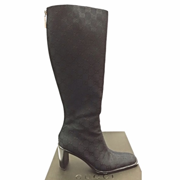 Like New GUCCI Knee High Black GG Boots - Picture 2 of 4