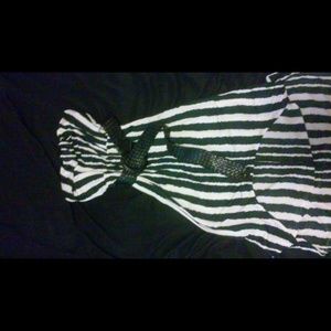 Black and White Striped Hi-Low Dress W/ Belt