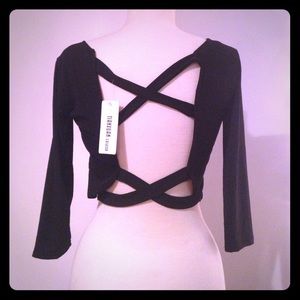 Cut Out Crop Top, Black