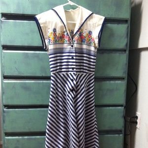 Vintage Floral Sailor Dress 60's