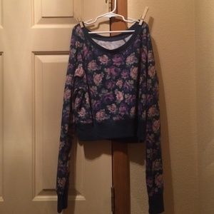 Cropped floral sweater