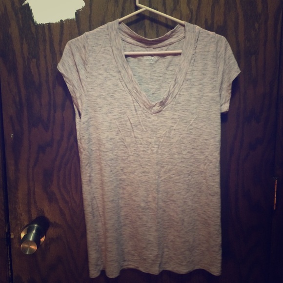 Pinkish gray V- neck shirt