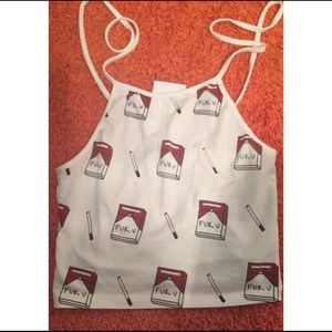 Brandy Melville 'Fuk U' Halter Top NWT