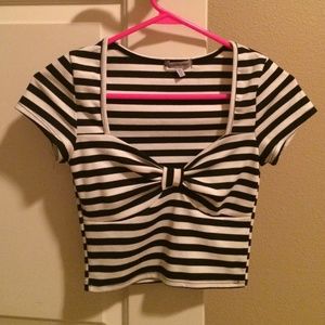 Black and white striped crop top
