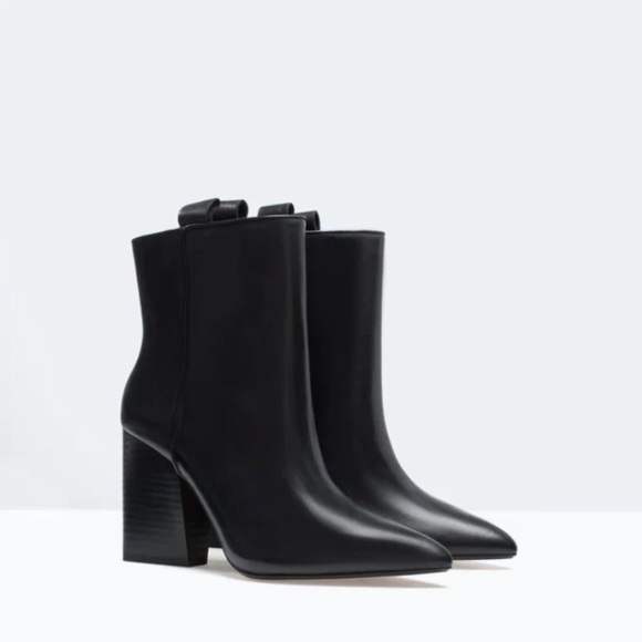 Zara Heeled Leather Cowboy Boots