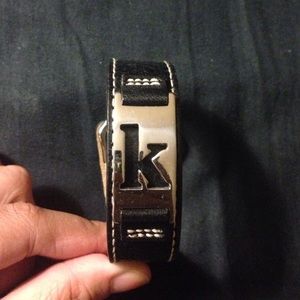 "k" Black Leather Bracelet