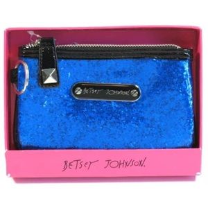 NWT $38 BETSEY JOHNSON Glitteratzzi Keyring Metallic Compact ID Wallet