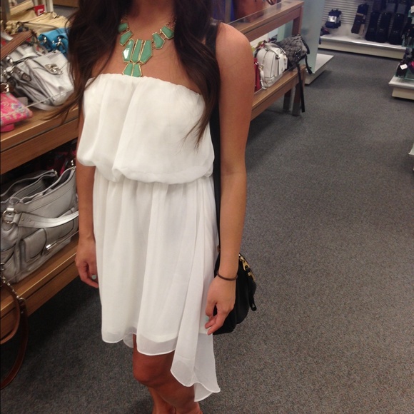 White Strapless Hi-Low Dress