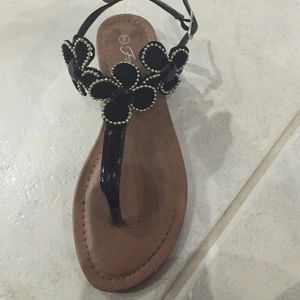 Forever 21 Sandals with Black Flowers