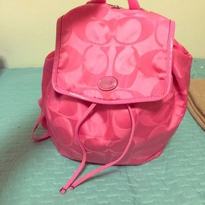 Pink Nylon Coach Backpack