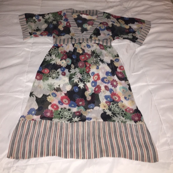 Sheer Floral Kimono Style Dress