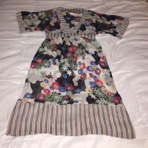 Sheer Floral Kimono Style Dress