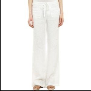 Vince white linen wide leg pants