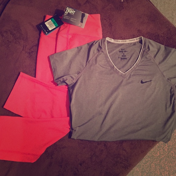 Nike Legend women's XL coral pants Drifit L shirt