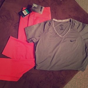 Nike Legend women's XL coral pants Drifit L shirt