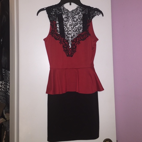 Black and Red Peplum Dress