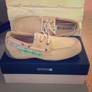 NIB Sperry "Intrepid" Leather & Linen Boat Shoes