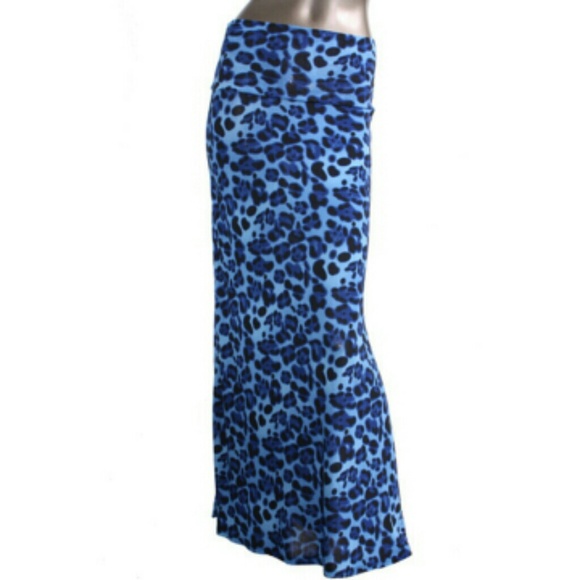 Blue Cheetah Maxi Skirt