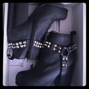 Jeffrey Campbell Distressed Black Rum Spike Boot