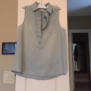 Sleeveless chambray shirt