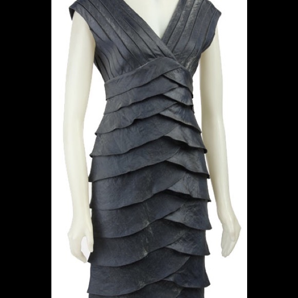 Adrianna Papell blue shimmery flutter dress