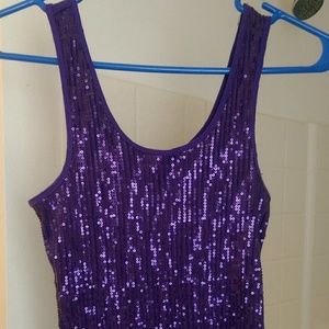 Women's/Juniors Purple Sequin Tank Top