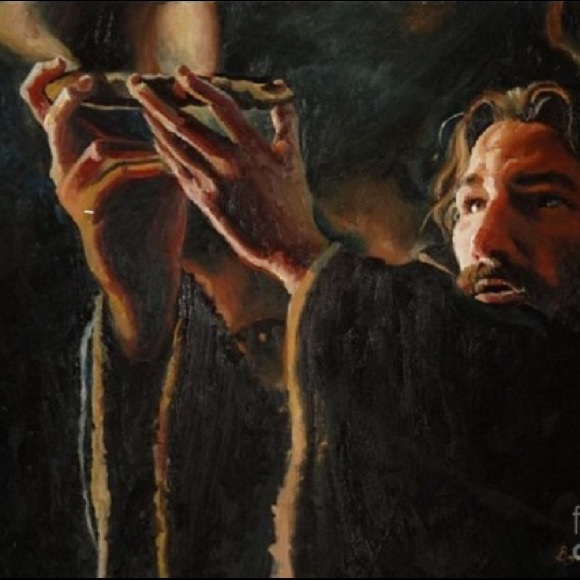 Oil painting 'Jesus' Offering the Bread of Life' - Picture 4 of 4