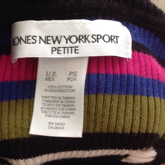 Colorful Multi striped cotton turtleneck sweater. - Picture 3 of 4