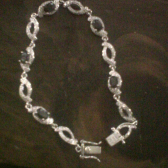 Genuine sapphire with diamond accents bracelet