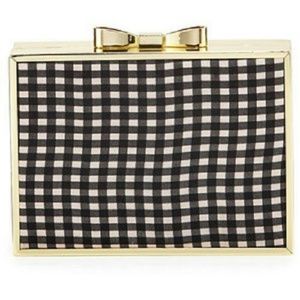 Betsey Johnson Gingham Bow Frame Clutch