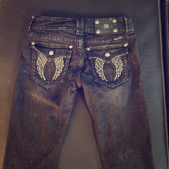 ✨MISS ME Black Skinny Jeans with Angel Wings✨