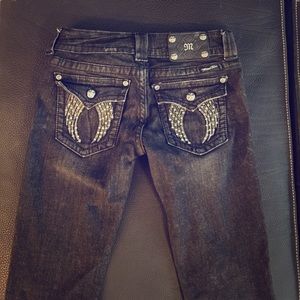 ✨MISS ME Black Skinny Jeans with Angel Wings✨