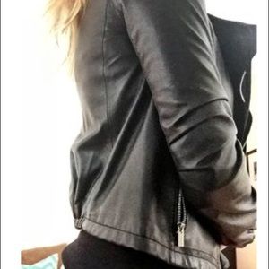 Diane Von Furstenburg black leather jacket