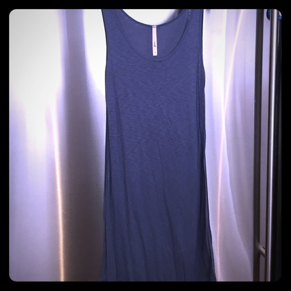 Blue tank dress with satin trim - Picture 1 of 2