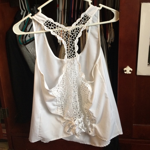 Lace detail back tank top