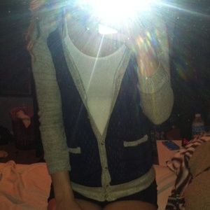 A light button-up sweater