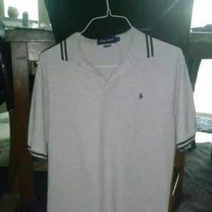 Gray POLO with dark blue trim shirt