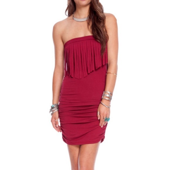 Tobi Pocahontas fringe dress, burgundy size M