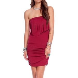 Tobi Pocahontas fringe dress, burgundy size M