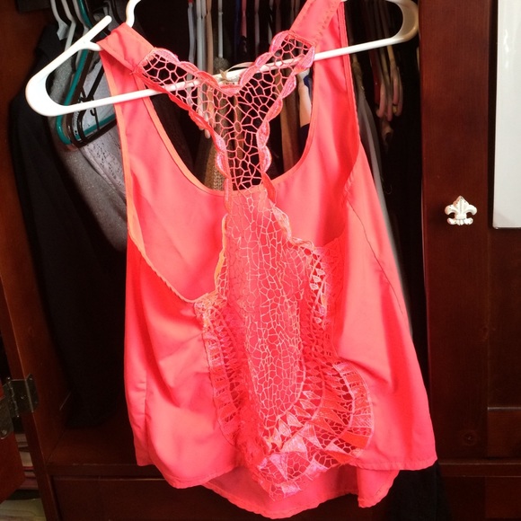 Neon Pink Lace Detail Tank