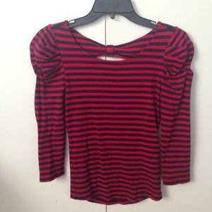 Betsey Johnson navy and red bow back top