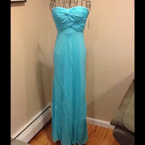 Carmen Marc Valvo Prom Aqua Blue Dress