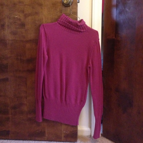 Dark Pink Red Camel Turtleneck Sweater