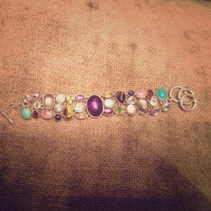 Silver genuine multi gem stone bracelet