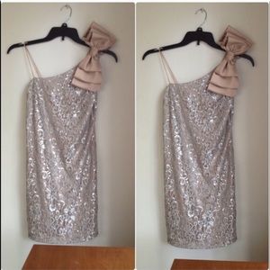 Champagne One Shoulder Cocktail Dress