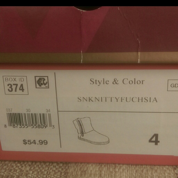 NIB GIRLS FUCHIA KNIT SPARKLE BOOTS SZ 4 - Picture 4 of 4