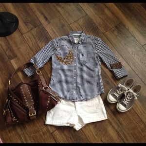 Abercrombie Navy Gingham Button up