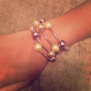 Fashion gold toned coil bracelet