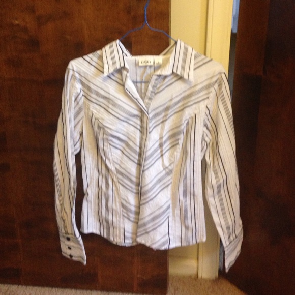 Black and White Striped Button Down Shirt